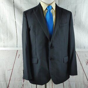 Joe Joseph Abboud Just One Earth Custommade 46R 2Btn Black Pinstripe Suit Jacket